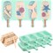 Large Silicone Popsicle Molds Set of 3 – Oval 4-Cavity Molds for Homemade Ice Pops, Cakesicles, and Cake Pops, Includes 150 Wooden Sticks (Green)